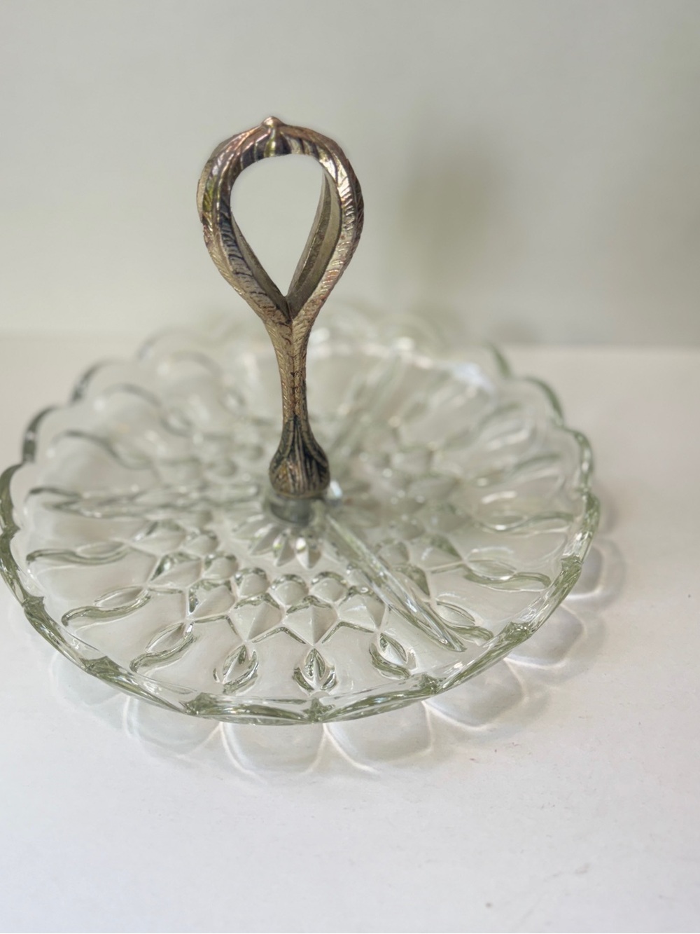 Vintage Anchor Hocking Fairfield Clear Glass 3-Part Divided Relish Tray, Candy